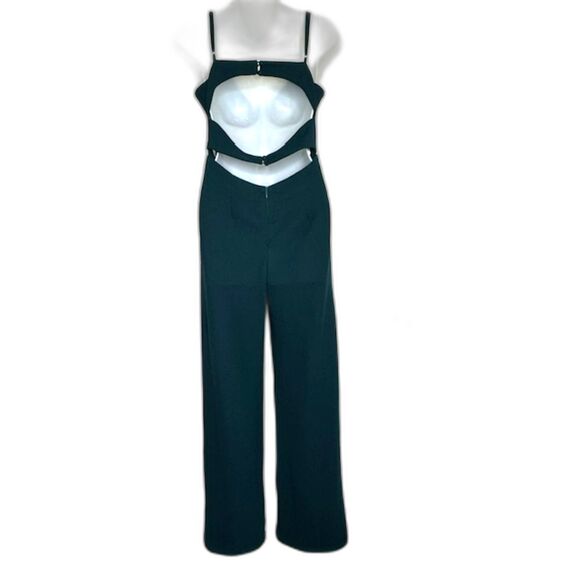 LULUS DARK TEAL GREEN OPEN BACK WIDE LEG JUMPSUIT SIZE MEDIUM NWT - Picture 14 of 15